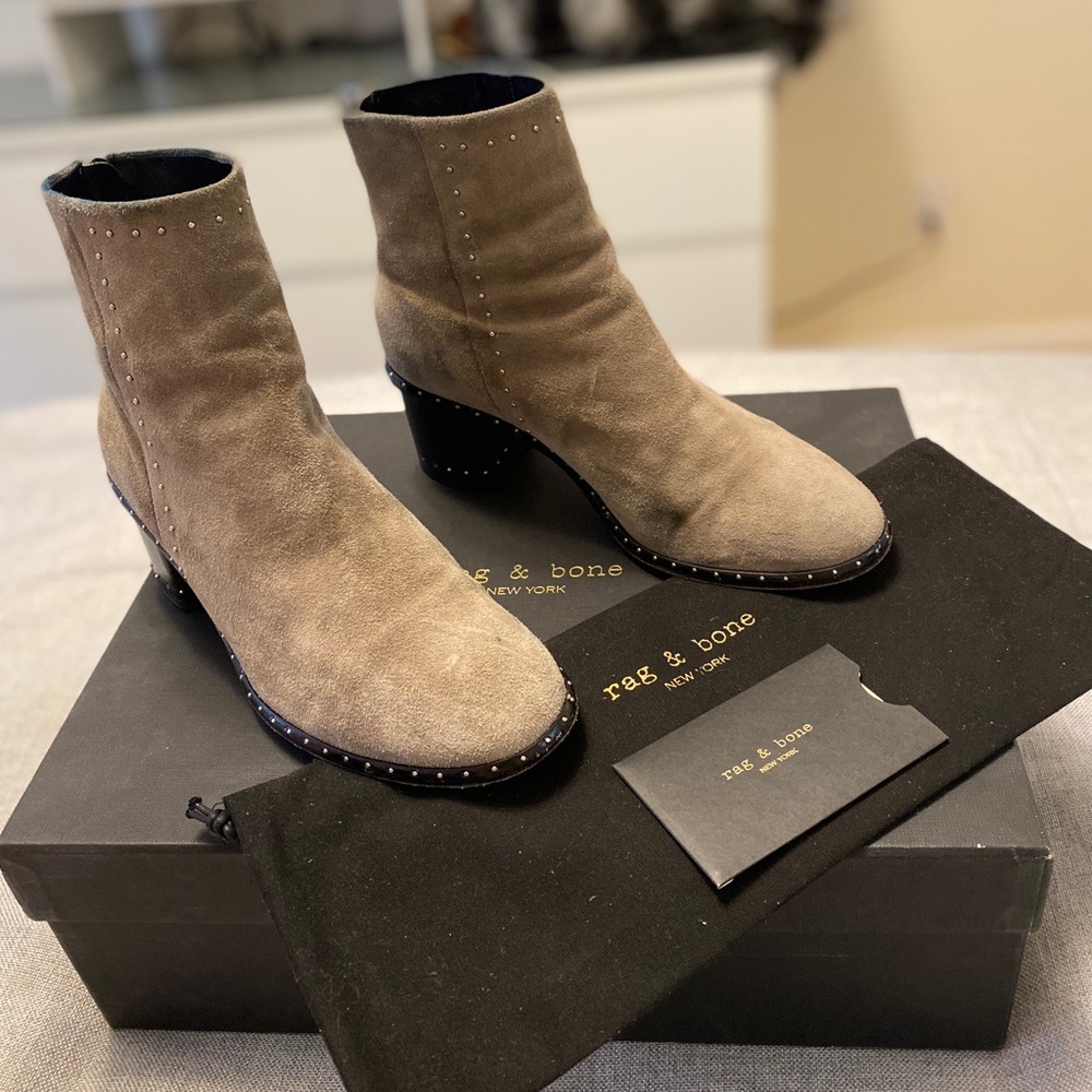 Rag and Bone Willow Gray Suede Boots